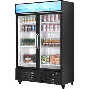 VEVOR Commercial Merchandiser Refrigerator, 11.47 CU.FT Glass Door Display Refrigerator, Upright Beverage Refrigerator Cooler Merchandiser with 4 Adjustable Shelves, Casters, Soft LED Light, Black(36.27 cu.ft)