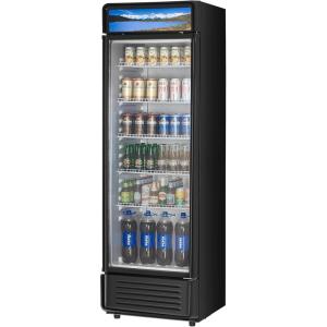 VEVOR Commercial Merchandiser Refrigerator, 11.47 CU.FT Glass Door Display Refrigerator, Upright Beverage Refrigerator Cooler Merchandiser with 4 Adjustable Shelves, Casters, Soft LED Light, Black(12.2 cu.ft)