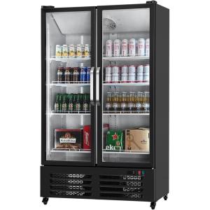 VEVOR Commercial Merchandiser Refrigerator, 11.47 CU.FT Glass Door Display Refrigerator, Upright Beverage Refrigerator Cooler Merchandiser with 4 Adjustable Shelves, Casters, Soft LED Light, Black(26.69 cu.ft)