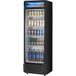 VEVOR Commercial Merchandiser Refrigerator, 11.47 CU.FT Glass Door Display Refrigerator, Upright Beverage Refrigerator Cooler Merchandiser with 4 Adjustable Shelves, Casters, Soft LED Light, Black(13.3 cu.ft)