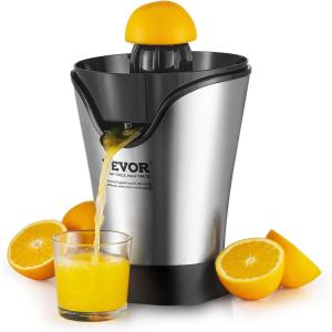 VEVOR Commercial Orange Juicer Machine, 120W Automatic Juice Extractor, Stainless Steel Orange Squeezer for 20 Oranges Per Minute, with Pull-Out Filter Box, PC Cover, 2 Peel Collecting Buckets(Black+Silver)