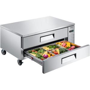 VEVOR Commercial Refrigerator, 28″ W Sandwich/Salad Prep Refrigerated Table, Stainless Steel Food Prep Station Fridge with 8 Pan, for Restaurant, Bar, Shop, 7.1 Cu. Ft Refrigerator Single Door, Silver(52″ W Chief Base With 2 Drawers)
