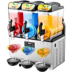 VEVOR Commercial Slushy Machine, 15Lx2 Double Tank Margarita Machine, 120 Cups Stainless Steel Margarita Smoothie Frozen Drink Machine, Slushie Machine for Party Restaurants Cafe Bars(15Lx3)