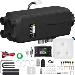 VEVOR Diesel Air Heater, 12V 2KW Integrated Diesel Heater with Remote and LCD Display, 10L Tank Compact Diesel Heating Solution, Quick Warm-up for RVs, Trailers, Campers, Boats, and Indoor Use(Black)
