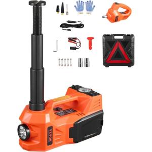 VEVOR Electric Car Jack, 5 Tons /11000 lbs, Electric Scissor Jack with Built-in Inflator, 12V Tire Change Replacement with Electric Impact Wrench & LED Light, Portable Jack kit for Sedan, SUV, Truck(Tire Pressure LCD)