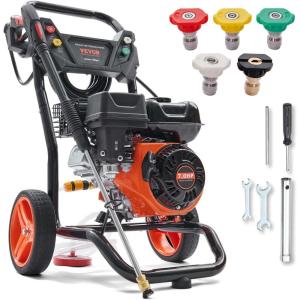 VEVOR Gas Pressure Washer, 3600 PSI 2.6 GPM, Gas Powered Pressure Washer with Copper Pump, Spray Gun and Extension Wand, 5 Quick Connect Nozzles, for Cleaning Cars, Homes, Driveways, Patios(3600 PSI)
