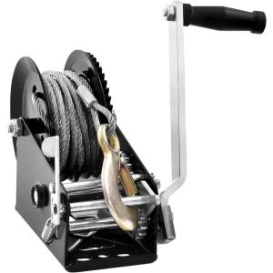 VEVOR Hand Winch, 3500 lbs Pulling Capacity, Boat Trailer Winch Heavy Duty Rope Crank with 33 ft Steel Wire Cable and Two-Way Ratchet, Manual Operated Hand Crank Winch for Trailer, Boat or ATV Towing(3500lbs)