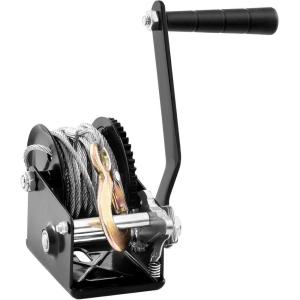 VEVOR Hand Winch, 3500 lbs Pulling Capacity, Boat Trailer Winch Heavy Duty Rope Crank with 33 ft Steel Wire Cable and Two-Way Ratchet, Manual Operated Hand Crank Winch for Trailer, Boat or ATV Towing(800 LBS)