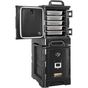 VEVOR Insulated Food Pan Carrier, 81 Qt Hot Box for Catering, Food Box Carrier with Double Buckles, Front Loading Food Warmer with Handles, Stackable End Loader for Restaurant, Canteen(81 Qt x 2)