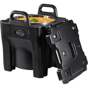 VEVOR Insulated Food Pan Carrier, 95 Qt Hot Box for Catering, LLDPE Food Box Carrier w/Double Buckles, Front Loading Food Warmer w/Handles, Stackable End Loader for Restaurant, Canteen, etc. Black(Black)