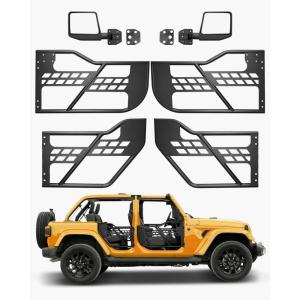 VEVOR Jeep Tube Doors, 4-Door, Hunting Style Jeep Tubular Door with DOT Certified Rear View Mirrors, Jeep Doors with Rear Mirrors for 2018-2026 Jeep Wrangler JL & 2020-2026 Jeep Gladiator JT(4 Door&Side View Mirror)