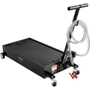VEVOR Low Profile Oil Drain Pan, 25 Gal Oil Drain Pan with 110V High-Flow Electric Pump, Large Capacity Oil Change Pan with 7.2ft Hose & Folding Handle, Rolling Oil Drain Cart for Trucks, Buses, RVs(20 Gallon)