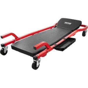 VEVOR Mechanic Garage Creeper, 44-Inch, 300 lbs Capacity Automotive Rolling Creeper with 6 Casters Adjustable Cushioned Headrest Tool Tray, Heavy Duty Steel Frame for Garages, Repair Shops, and DIY(44 inch)
