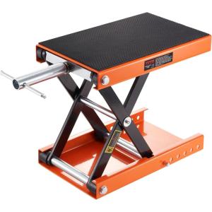 VEVOR Motorcycle Lift, 1100 LBS Motorcycle Lift ATV Scissor Lift Jack with Dolly & Hand Crank, Center Hoist Crank Stand with Wide Deck & Tool Tray for Street Bikes, Cruiser Bikes, Touring Motorcycles(without casters)