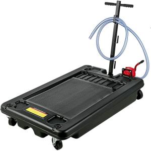 VEVOR Oil Drain Pan 18 Gallon Oil Drain Tank, 68L Low Profile Oil Drain Pan, Large Capacity Oil Change Pan, Foldable Hand, with Pump, Hose, Swivel Casters Wheels for Car, SUV, Trucks Oil Draining(17 Gallon Hand Pump)