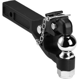 VEVOR Pintle Hook, 20000 lbs Towing Capacity, Pintle Hitch Receiver for 2-inch Hitch Hook Military Receiver, Fits 2.5 to 3-inch Lunette Ring, 15.6-inch Length, Black Powder Coat, for Various Trailers(2-5/16 in Ball  20000 lbs)