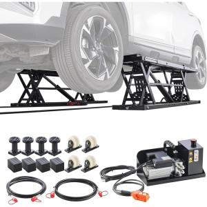 VEVOR Portable Car Lift – 7,000 LBS Capacity, 26.8″ Max. Height, Heavy-Duty Carbon Steel Truck Lift with 120V Power Unit(9000 lbs)