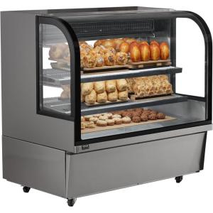 VEVOR Refrigerated Display Case, 3.5 Cu.Ft./100L, 2-Tier, Countertop Pastry Display Case Commercial Display Refrigerator with LED Lighting, TURBO Cooling, Frost-Free Air-Cooling, Rear Sliding Door(18 Cu.Ft)