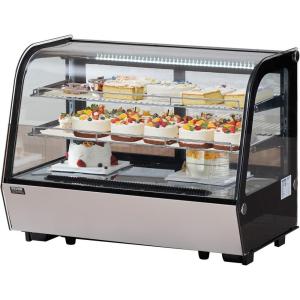 VEVOR Refrigerated Display Case, 3.5 Cu.Ft./100L, 2-Tier, Countertop Pastry Display Case Commercial Display Refrigerator with LED Lighting, TURBO Cooling, Frost-Free Air-Cooling, Rear Sliding Door(5 Cu.Ft)