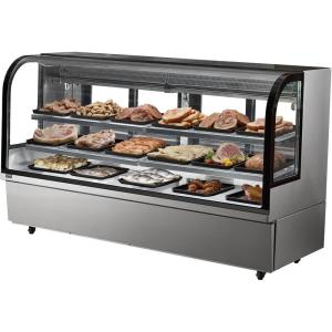 VEVOR Refrigerated Display Case, 3.5 Cu.Ft./100L, 2-Tier, Countertop Pastry Display Case Commercial Display Refrigerator with LED Lighting, TURBO Cooling, Frost-Free Air-Cooling, Rear Sliding Door(32 Cu.Ft)