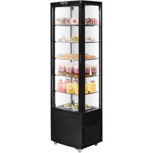 VEVOR Refrigerated Display Case, 3.5 Cu.Ft./100L, 2-Tier, Countertop Pastry Display Case Commercial Display Refrigerator with LED Lighting, TURBO Cooling, Frost-Free Air-Cooling, Rear Sliding Door(9.8 Cu.Ft)