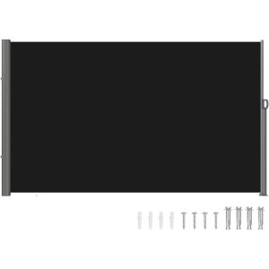 VEVOR Retractable Side Awning, UV 50 71”x236” Rugged Full Aluminum Rust-Proof Side Awning Patio Sunshine Privacy Divider, 280 g Thicken Wind Screen, for Courtyard, Roof Terraces Pools, Beige(Black)
