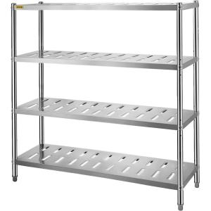 VEVOR Storage Shelf, 5-Tier Storage Shelving Unit, Stainless Steel Garage Shelf, Heavy Duty Storage Shelving, 1650 Lbs Total Capacity with Adjustable Height(4Tier 59x18x61″)