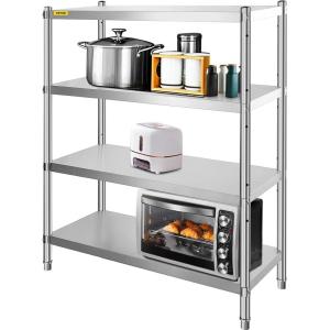 VEVOR Storage Shelf, 5-Tier Storage Shelving Unit, Stainless Steel Garage Shelf, Heavy Duty Storage Shelving, 1650 Lbs Total Capacity with Adjustable Height(4Tier 47×18.5×60″)