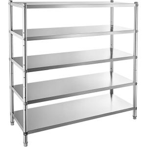 VEVOR Storage Shelf, 5-Tier Storage Shelving Unit, Stainless Steel Garage Shelf, Heavy Duty Storage Shelving, 1650 Lbs Total Capacity with Adjustable Height(5Tier 48×18.5×72″)