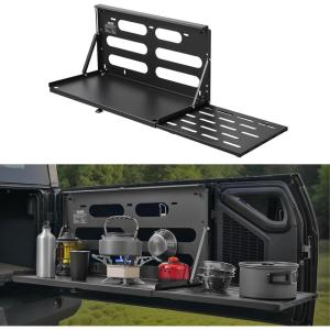 VEVOR Tailgate Table, for 2007-2024 Jeep Wrangler JL, 88 lbs Capacity, Carbon Steel Foldable Molle Panel Drop Down Table, Rear Door Cargo Storage Rack Shelf Luggage Holder Carrier Camping(Jeep JL(2007-2024))