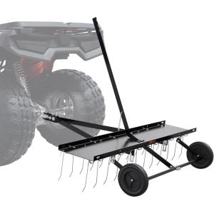 VEVOR Tow Behind Dethatcher, 60-inch Tow Dethatcher with 32 Steel Tines, 3-Point Lawn Dethatcher Rake with Attachments for Tractor, Landscape Rake for Garden, Farm, Grass(48″Tow Dethatcher)
