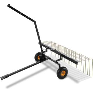 VEVOR Tow Behind Dethatcher, 60-inch Tow Dethatcher with 32 Steel Tines, 3-Point Lawn Dethatcher Rake with Attachments for Tractor, Landscape Rake for Garden, Farm, Grass(60″Tow Dethatcher)