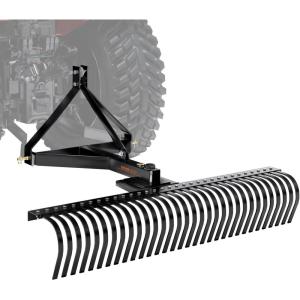VEVOR Tow Behind Dethatcher, 60-inch Tow Dethatcher with 32 Steel Tines, 3-Point Lawn Dethatcher Rake with Attachments for Tractor, Landscape Rake for Garden, Farm, Grass(60″Dethatcher with 3-point Attachments)