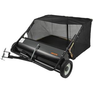 VEVOR Tow Behind Lawn Sweeper, 44 in Pull Behind Lawn Sweeper, 25 cu. ft Large Capacity Leaf & Grass Collector, Heavy Duty Garden Sweeper with Adjustable Sweeping Height for Yard, Lawn, Farm(50 Inch（Newer）)