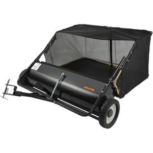 VEVOR Tow Behind Lawn Sweeper, 44 in Pull Behind Lawn Sweeper, 25 cu. ft Large Capacity Leaf & Grass Collector, Heavy Duty Garden Sweeper with Adjustable Sweeping Height for Yard, Lawn, Farm(44 Inch)