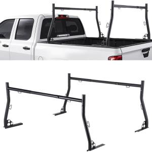 VEVOR Truck Rack, 19-34inch Extendable Truck Ladder Rack, 38.6″-43.6″ Adjustable Height, 250 lbs Capacity Steel Ladder Rack for Truck, Heavy Duty Truck Bed Rack for Kayak, Surfboard, Lumber, Ladder(Drilling)