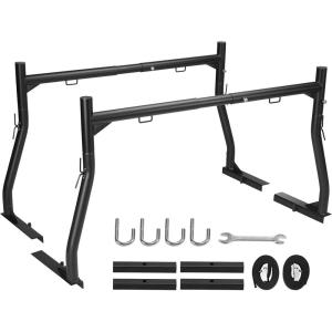 VEVOR Truck Rack, 19-34inch Extendable Truck Ladder Rack, 38.6″-43.6″ Adjustable Height, 250 lbs Capacity Steel Ladder Rack for Truck, Heavy Duty Truck Bed Rack for Kayak, Surfboard, Lumber, Ladder(Non-drilling)