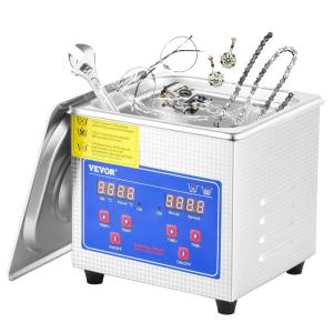 VEVOR Ultrasonic Professional Cleaner, 30 L Ultrasound Jewelry Cleaner with Digital Timer & Heater, Stainless Steel Industrial Sonic Cleaner 40kHz for Glasses, Watches, Rings, Small Parts(1.3L)