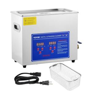 VEVOR Ultrasonic Professional Cleaner, 30 L Ultrasound Jewelry Cleaner with Digital Timer & Heater, Stainless Steel Industrial Sonic Cleaner 40kHz for Glasses, Watches, Rings, Small Parts(6L)