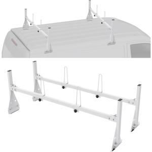 VEVOR Van Roof Ladder Racks – 59″ Adjustable Heavy-Duty Steel Racks, 600 lbs Capacity for Chevrolet Express 1500 2500 3500/Ford E150 E250 E350/GMC Savana, 2 Bars(2 Bars)