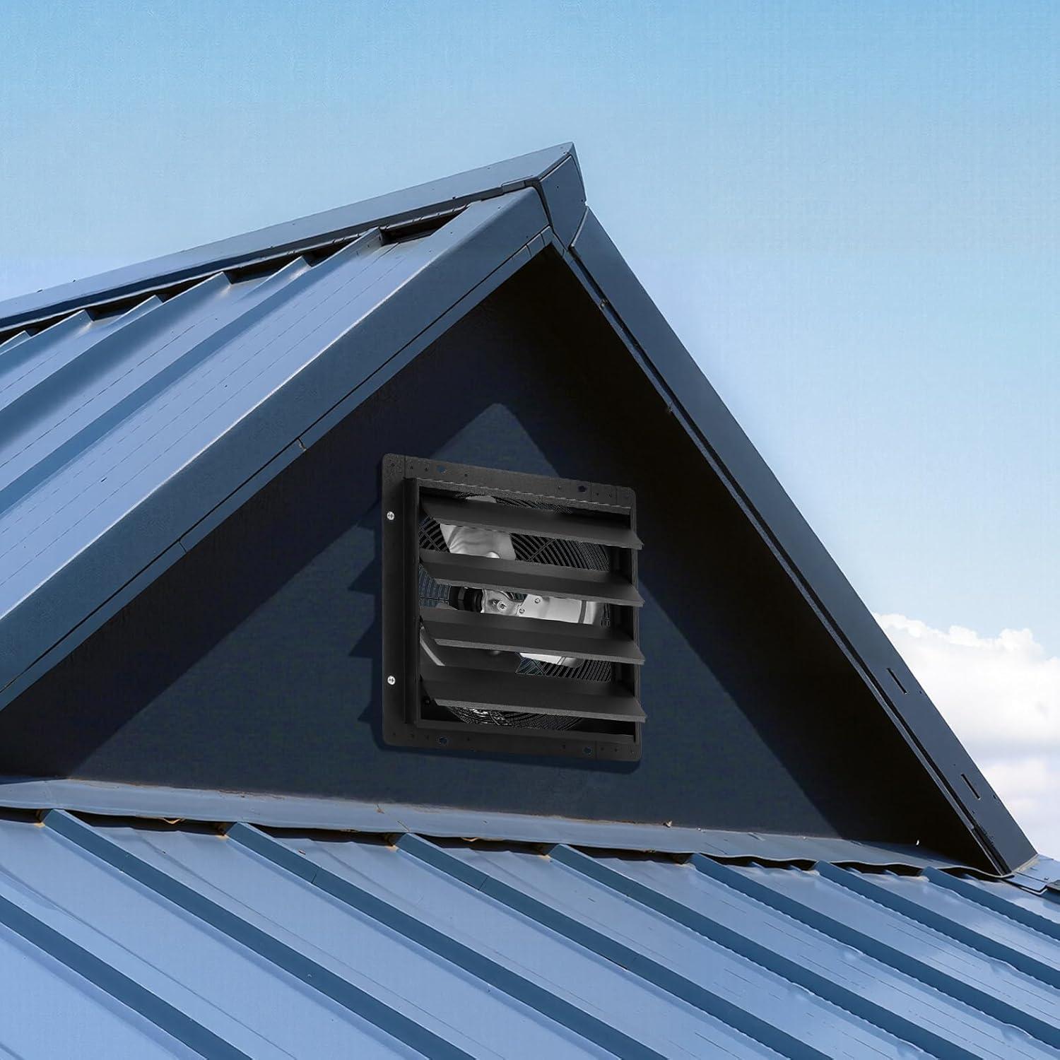 image:imageVEVOR 10 inch Exhaust Fan Wall Mounted Attic Fan with Variable Speed Temperature amp Humidity Controller 1000 CFM Automatic Shutter2025VBlk