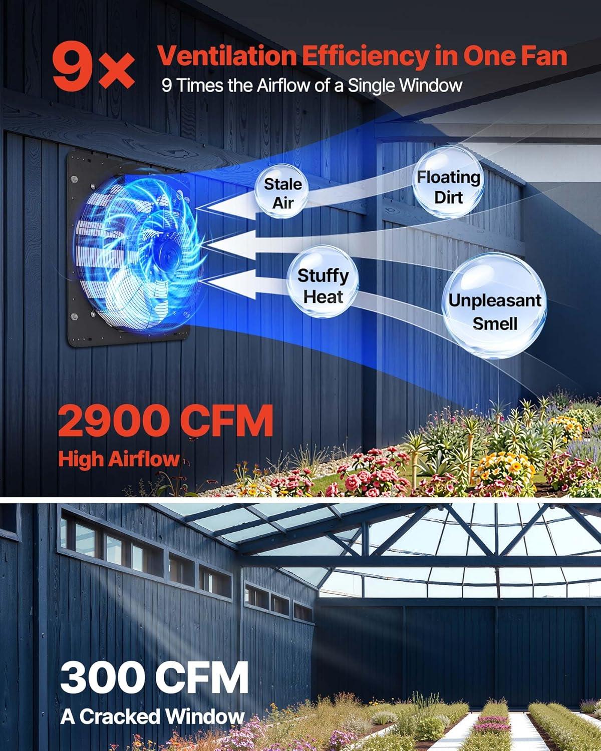 image:imageVEVOR 10 inch Exhaust Fan Wall Mounted Attic Fan with Variable Speed Temperature amp Humidity Controller 1000 CFM Automatic Shutter2025VBlk