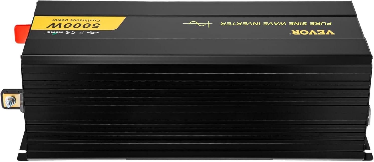 image:imageVEVOR 1000W Pure Sine Wave Inverter DC 12V to AC 120V Power Inverter with 2 AC Outlets 1 USB Port 1 TypeC Port Remote Control for Small Home Devices Like Smartphone Laptop CE FCC Certified5000W