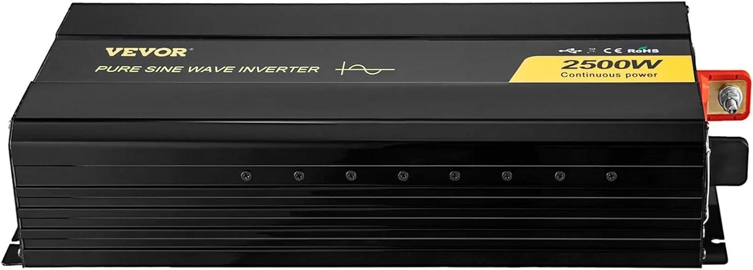 image:imageVEVOR 1000W Pure Sine Wave Inverter DC 12V to AC 120V Power Inverter with 2 AC Outlets 1 USB Port 1 TypeC Port Remote Control for Small Home Devices Like Smartphone Laptop CE FCC Certified2500W