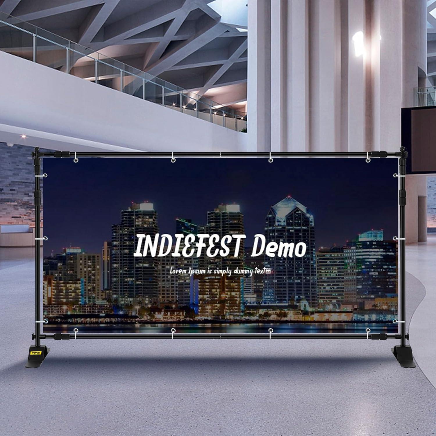 image:imageVEVOR 10ft x10ft Pipe and Drape Kit Heavy Duty Backdrop Stand with Carbon Steel Base Adjustable Backdrop Support with 2 Clamps and A Carry Bag for Wedding Party Event Photography and Exhibition8 x 8 ft