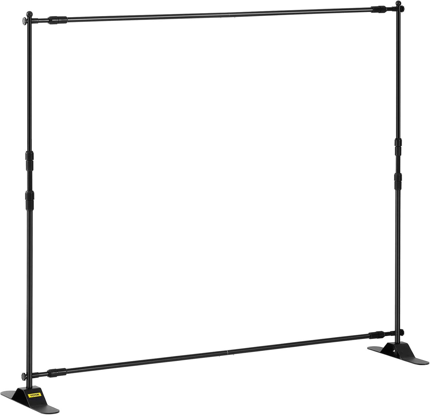 image:imageVEVOR 10ft x10ft Pipe and Drape Kit Heavy Duty Backdrop Stand with Carbon Steel Base Adjustable Backdrop Support with 2 Clamps and A Carry Bag for Wedding Party Event Photography and Exhibition8 x 8 ft