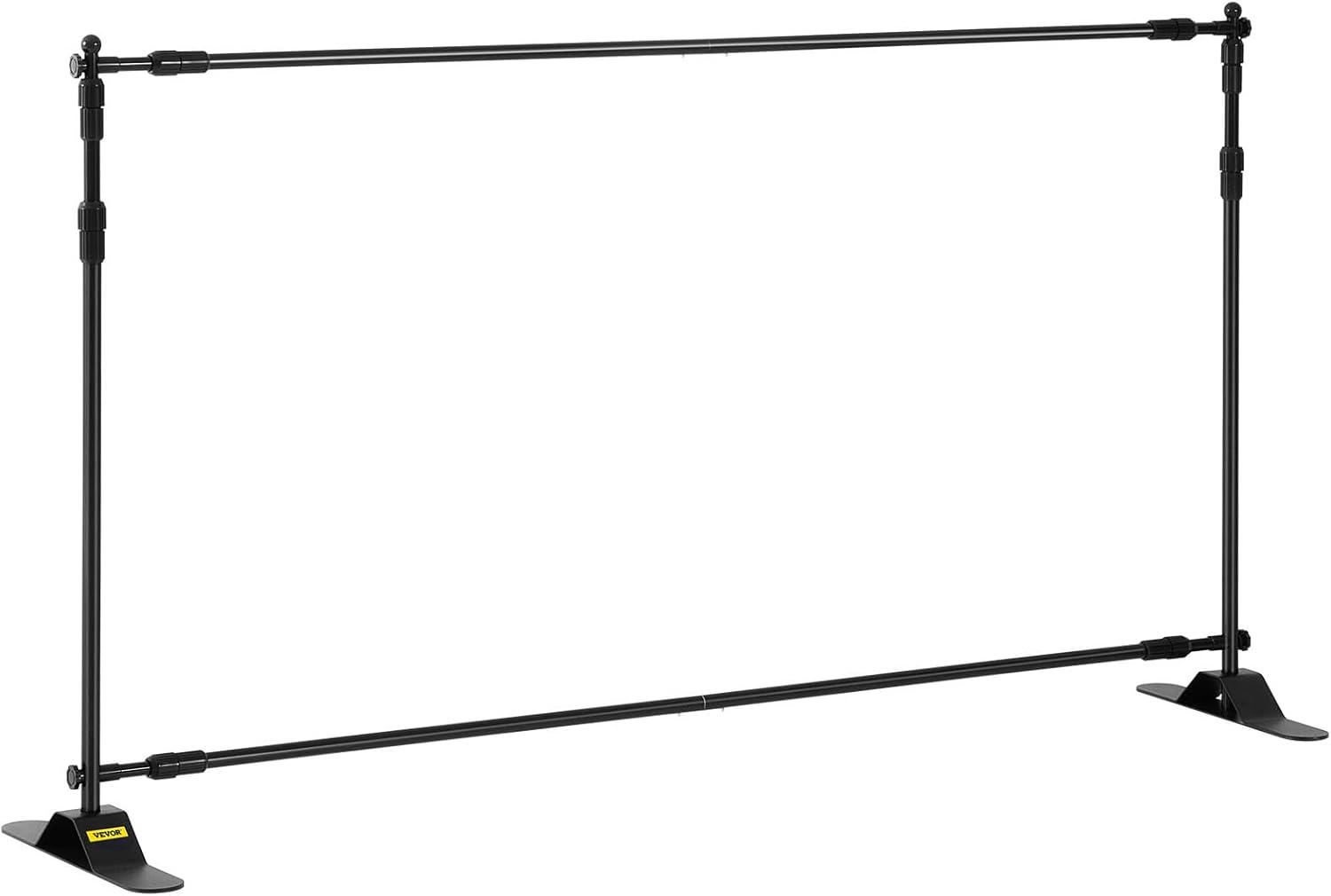 image:imageVEVOR 10ft x10ft Pipe and Drape Kit Heavy Duty Backdrop Stand with Carbon Steel Base Adjustable Backdrop Support with 2 Clamps and A Carry Bag for Wedding Party Event Photography and Exhibition8 x 8 ft