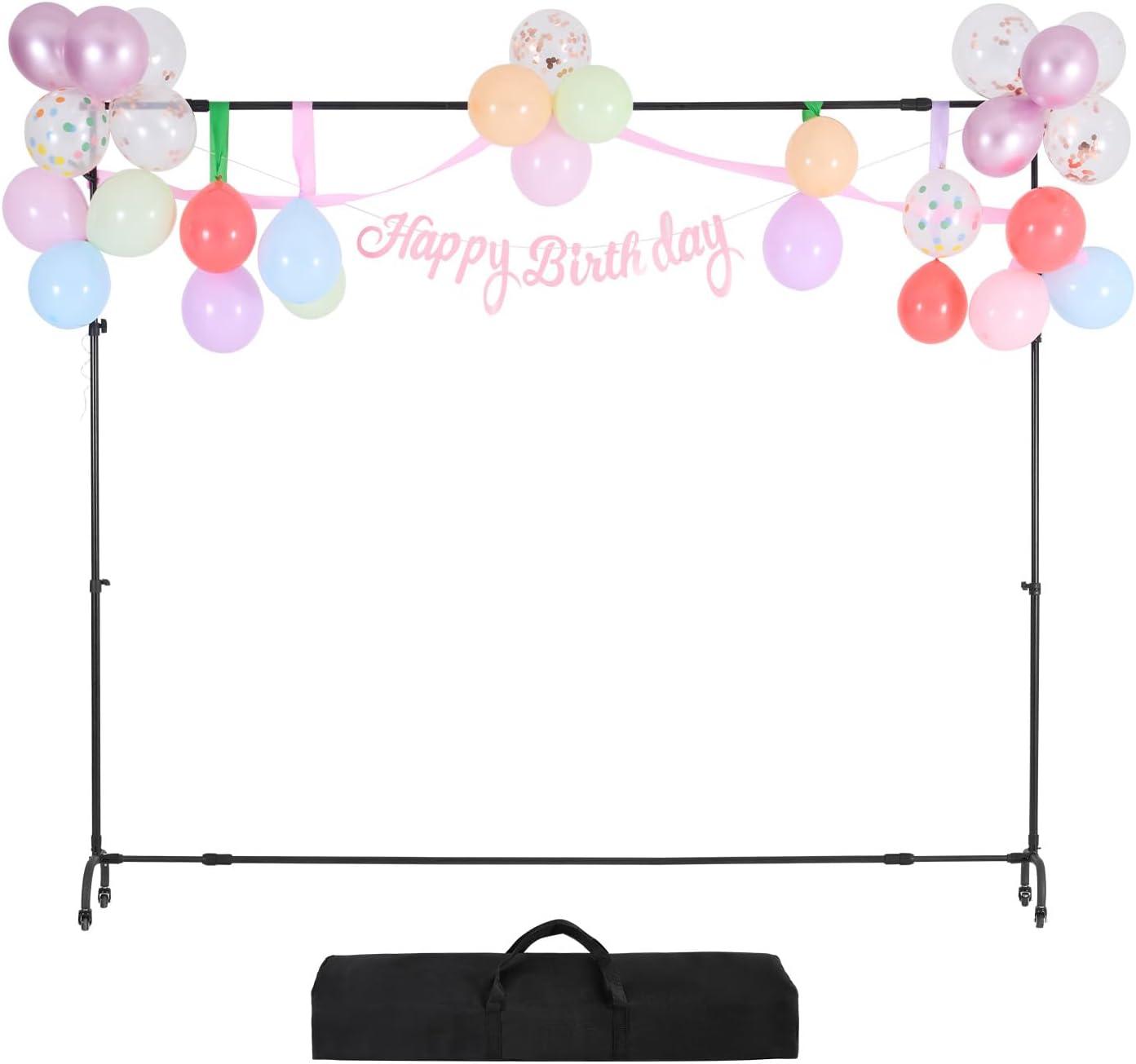 image:imageVEVOR 10ft x10ft Pipe and Drape Kit Heavy Duty Backdrop Stand with Carbon Steel Base Adjustable Backdrop Support with 2 Clamps and A Carry Bag for Wedding Party Event Photography and Exhibition7 x 10 ft