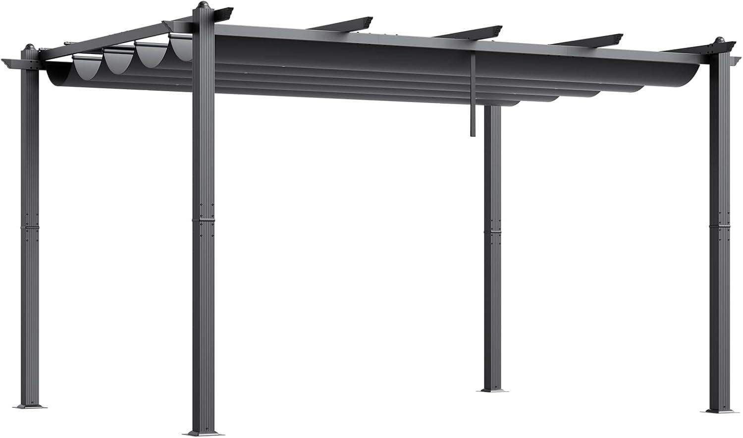 image:imageVEVOR 10x10 Outdoor Retractable Pergola with Canopy Aluminum Pergola with Retractable Canopy Modern Style Sun Shade for Patios Gardens Decks Backyards GrayGray