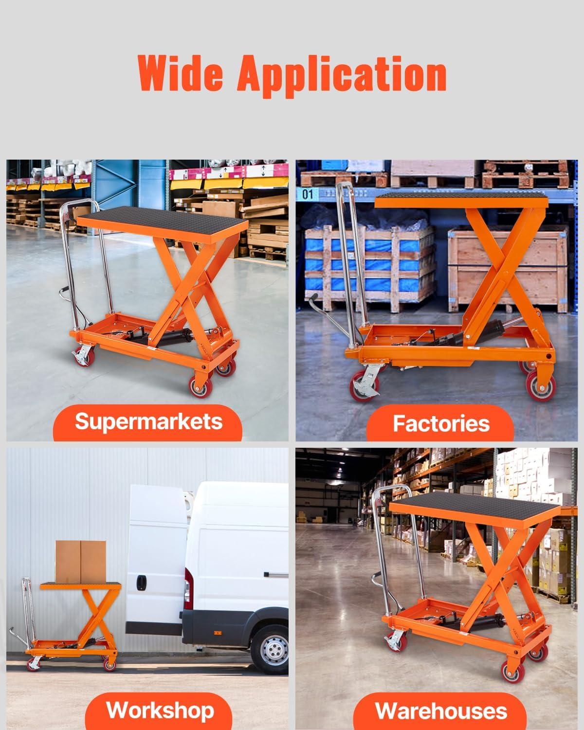 image:imageVEVOR 1100 LBS Hydraulic Lift Table Cart with 11354 Lift Range Hydraulic Scissor Cart with NonSlip Pad amp 4 Wheels Manual Single Scissor Lift for Material Handling and Transportation